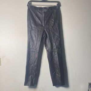 Neiman Marcus Dark Leather Ankle Pants